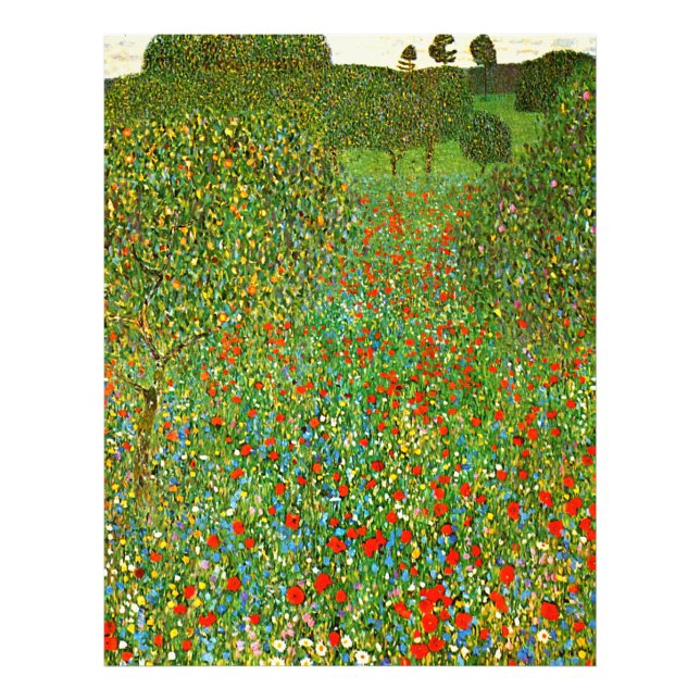 Gustav Klimt's Mohnfeld (1907) berömd tavla. Fototryck (Framsidan)