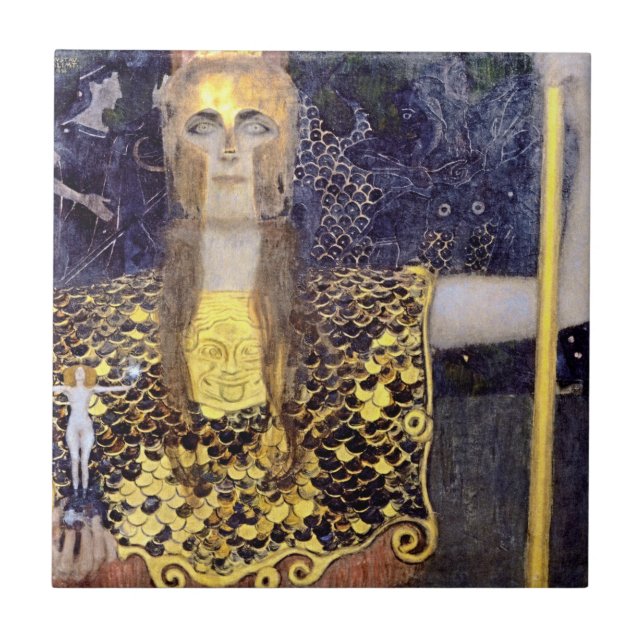 Gustav Klimts Pallas Athena - Timless Art on Kakelplatta (Framsidan)