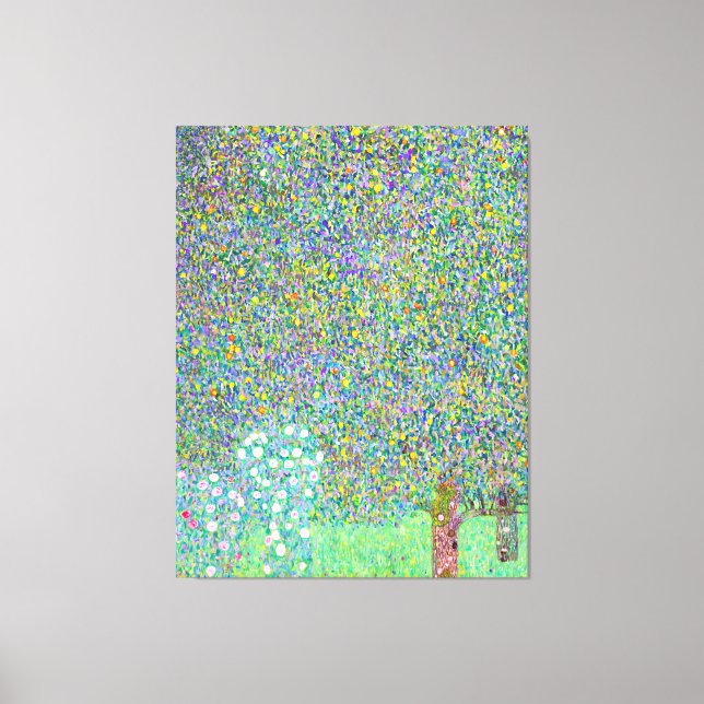 Gustav Klimts Rosebuskar under Träd-målningen Canvastryck (Framsida)