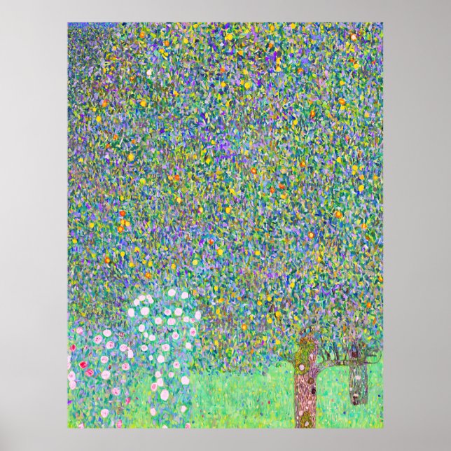 Gustav Klimts Rosebuskar under Träd-målningen Poster (Framsidan)