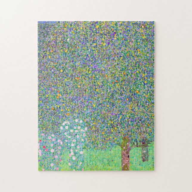 Gustav Klimts Rosebuskar under Träd-målningen Pussel (Vertikal)