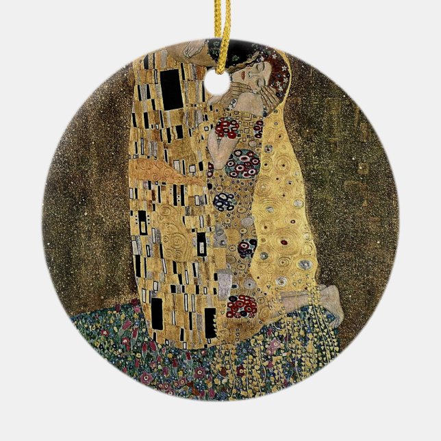 Gustav Klimt's The Kiss (circa 1908) Julgransprydnad Keramik (Framsidan)