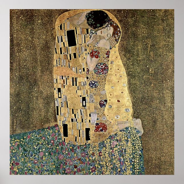 Gustav Klimt's The Kiss (circa 1908) Poster (Framsidan)