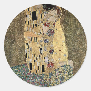 Gustav Klimt's The Kiss (circa 1908) Runt Klistermärke