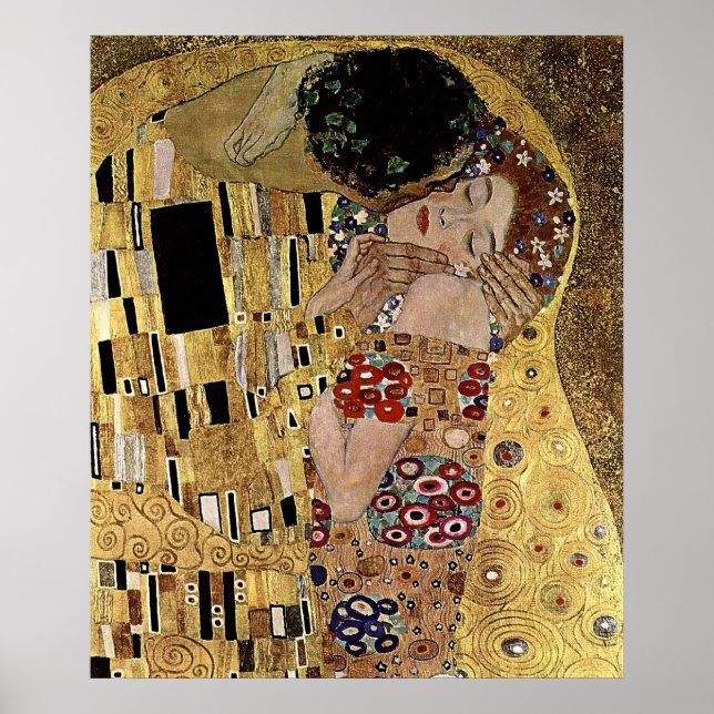 Gustav Klimt's The Kiss Detail (cirka 1908) Poster (Framsidan)