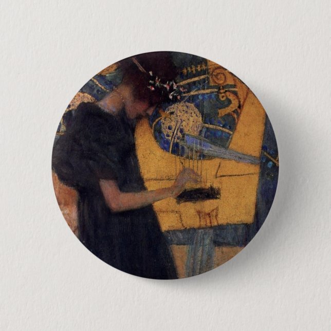 Gustav Kllimt Harp Music Button Knapp (Framsida)