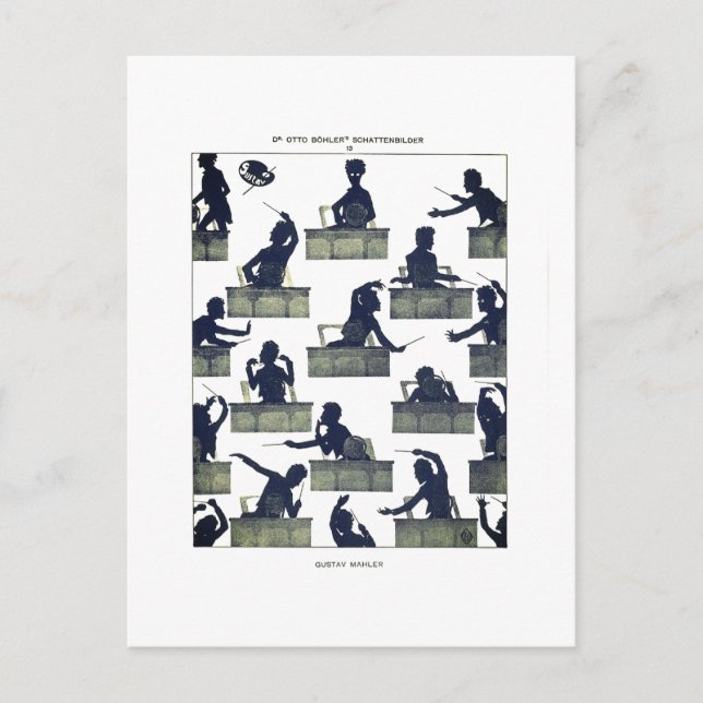 Gustav Mahler Silhouette av Otto Böhler Vykort (Framsida)
