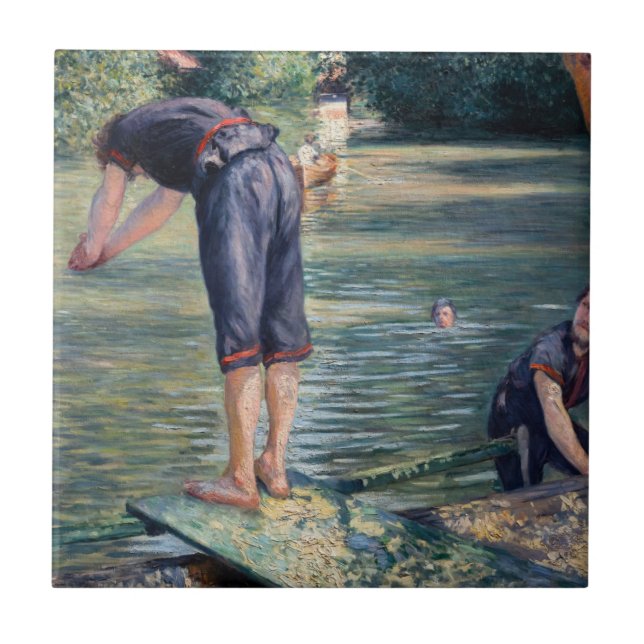 Gustave Caillebotte - Bathers, Yerres Bank Kakelplatta (Framsidan)