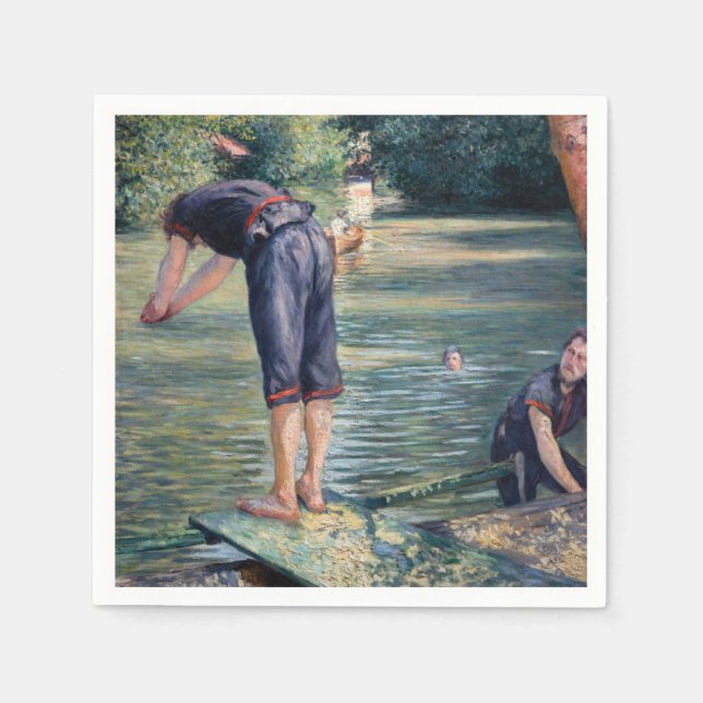 Gustave Caillebotte - Bathers, Yerres Bank Pappersservett (Framsidan)