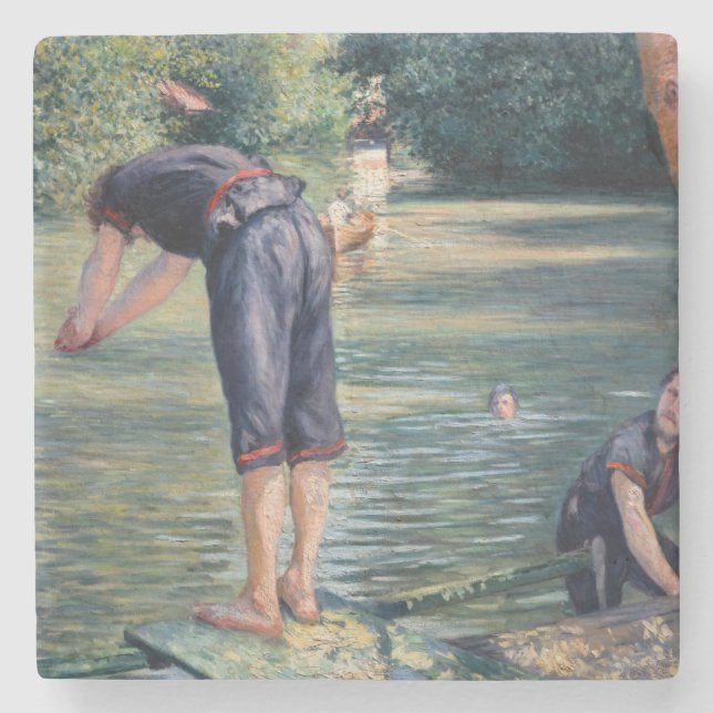 Gustave Caillebotte - Bathers, Yerres Bank Stenunderlägg (Framsidan)