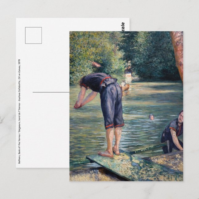 Gustave Caillebotte - Bathers, Yerres Bank Vykort (Fram/baksida)