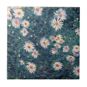 Gustave Caillebotte - Bed of Daisys, Detail Kakelplatta