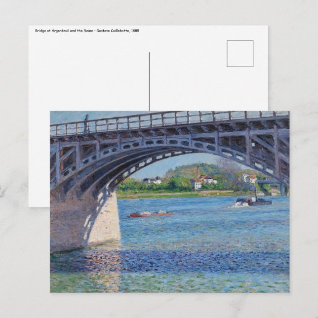 Gustave Caillebotte - Bron över Argenteuil & Seine Vykort (Fram/baksida)