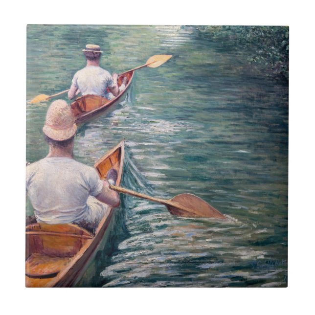 Gustave Caillebotte - Canoes på Yerres Kakelplatta (Framsidan)
