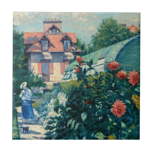 Gustave Caillebotte - Dahlias, Trädgård Kakelplatta (Framsidan)
