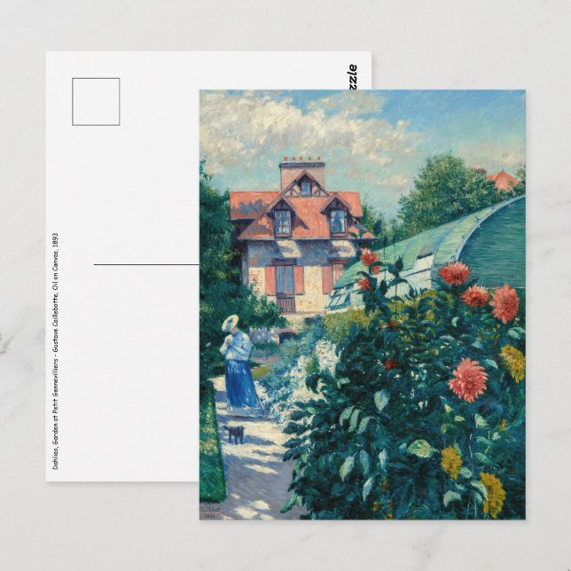 Gustave Caillebotte - Dahlias, Trädgård Vykort (Fram/baksida)