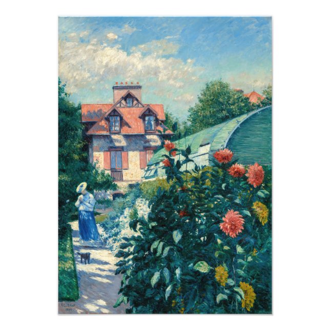 Gustave Caillebotte - Dahlior, Trädgård Fototryck (Framsidan)