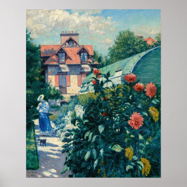 Gustave Caillebotte - Dahlior, Trädgård Poster (Framsidan)