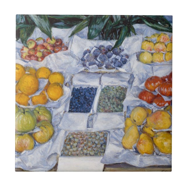 Gustave Caillebotte - Frukt visad på en stånd Kakelplatta (Framsidan)