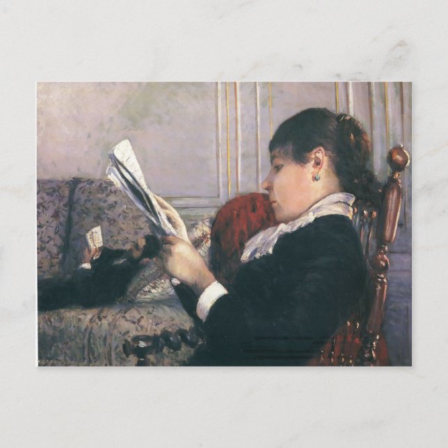 Gustave Caillebotte- Interiör, kvinna läsande Vykort (Framsida)