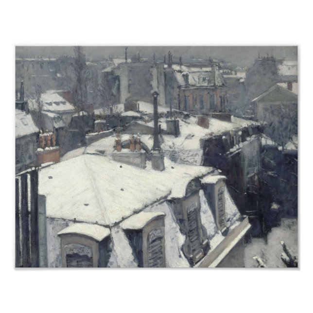 Gustave Caillebotte - Kåpor i Snö Fototryck (Framsidan)