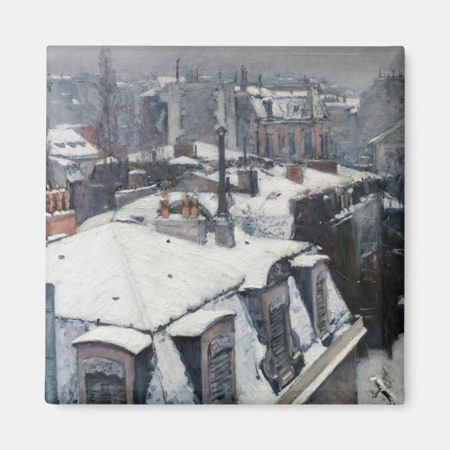 Gustave Caillebotte - Kåpor i Snö Magnet (Framsidan)