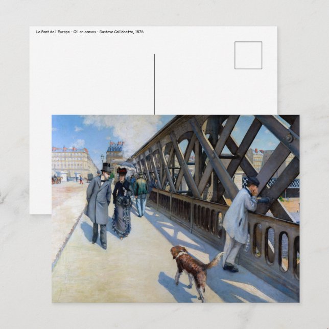 Gustave Caillebotte - Le Pont de l'Europe Vykort (Fram/baksida)