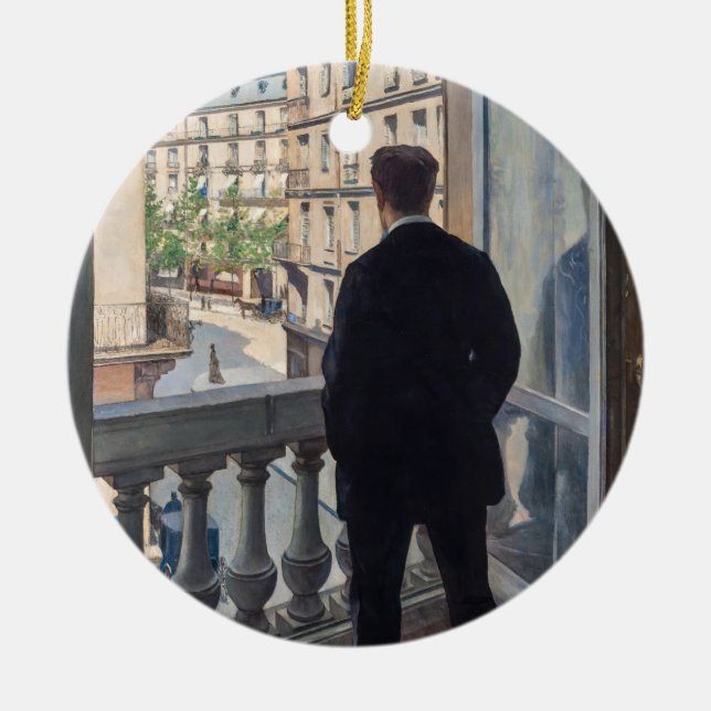 Gustave Caillebotte - Man i fönstret Julgransprydnad Keramik (Framsidan)