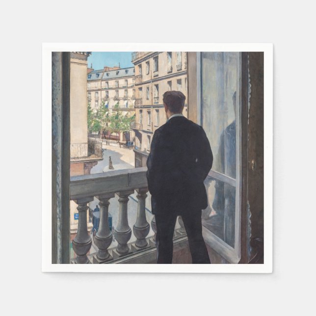 Gustave Caillebotte - Man i fönstret Pappersservett (Framsidan)