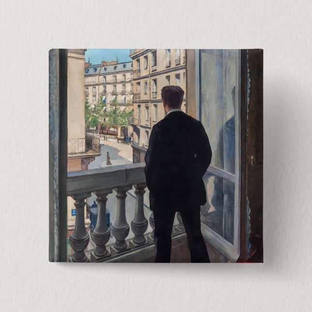 Gustave Caillebotte - Man vid fönstret Knapp (Framsida)
