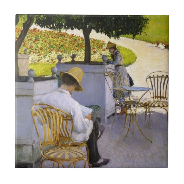 Gustave Caillebotte - Orangen Träd Kakelplatta (Framsidan)