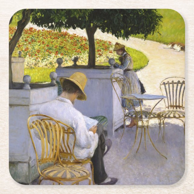 Gustave Caillebotte - Orangen Träd Underlägg Papper Kvadrat (Framsidan)