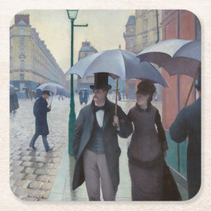Gustave Caillebotte - Paris Street, Rainy Day Underlägg Papper Kvadrat