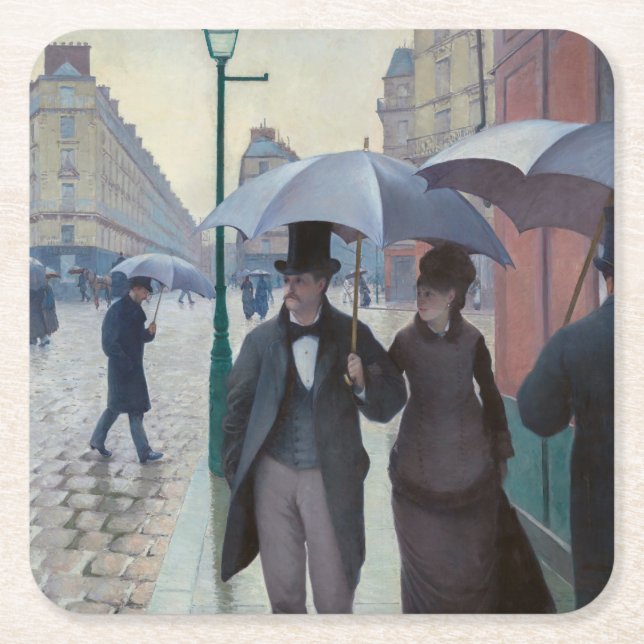 Gustave Caillebotte - Paris Street, Rainy Day Underlägg Papper Kvadrat (Framsidan)