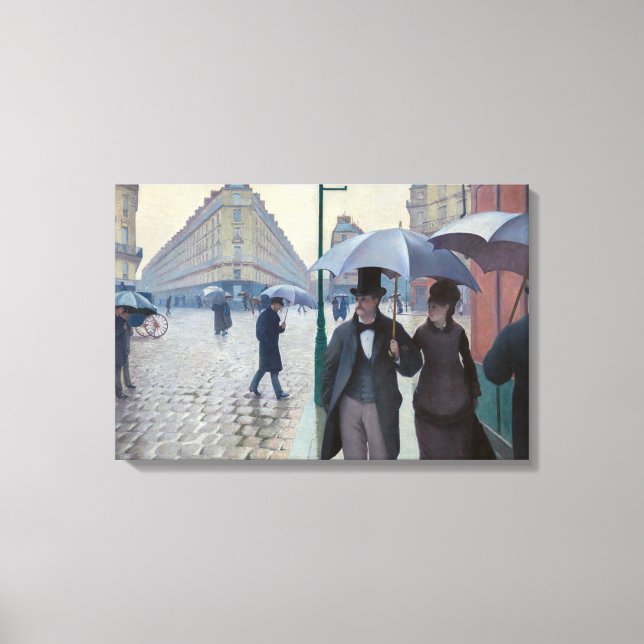 Gustave Caillebotte - Parisgatan; Regnig Dag Canvastryck (Framsida)