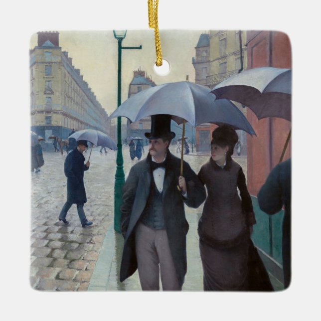 Gustave Caillebotte - Parisgatan; Regnig Dag Julgransprydnad Keramik (Framsida)