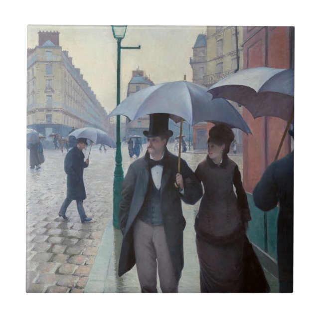 Gustave Caillebotte - Parisgatan; Regnig Dag Kakelplatta (Framsidan)