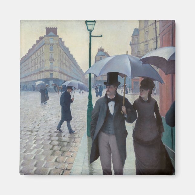 Gustave Caillebotte - Parisgatan; Regnig Dag Magnet (Framsidan)