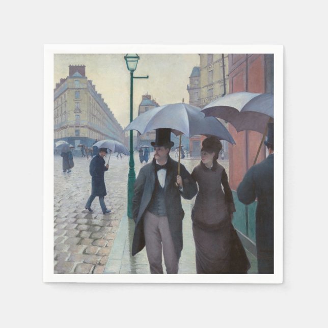 Gustave Caillebotte - Parisgatan; Regnig Dag Pappersservett (Framsidan)
