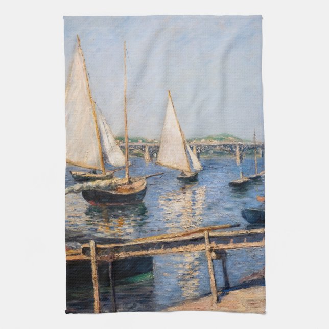 Gustave Caillebotte - Segelbåtar vid Argenteuil Kökshandduk (Vertikal)