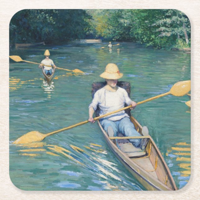 Gustave Caillebotte - Skiffs på Yerres Underlägg Papper Kvadrat (Framsidan)