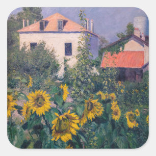 Gustave Caillebotte - Solblommor, Garden Fyrkantigt Klistermärke