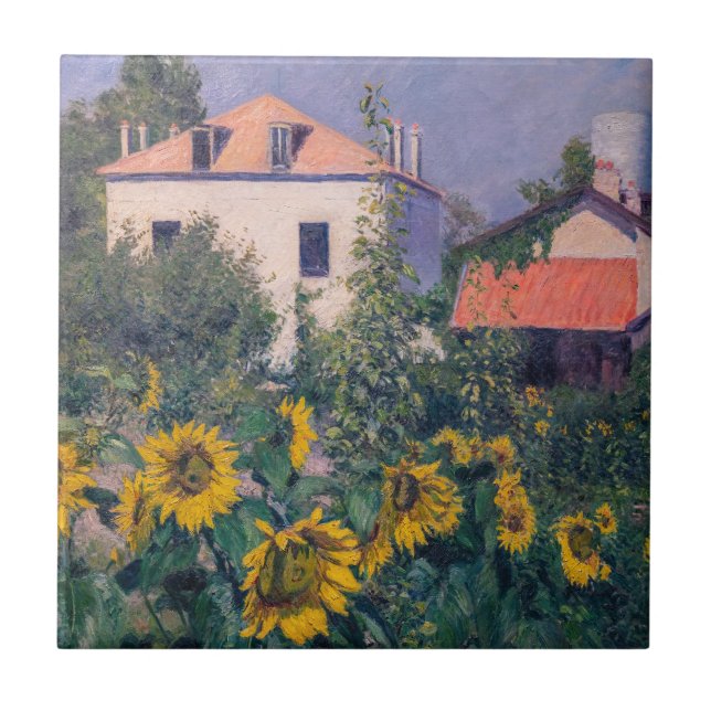 Gustave Caillebotte - Solros, trädgård Kakelplatta (Framsidan)