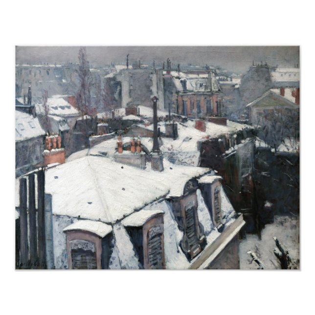 Gustave Caillebotte - Tak under snön Fototryck (Framsidan)