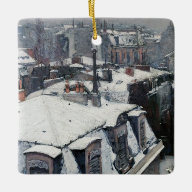 Gustave Caillebotte - Tak under snön Julgransprydnad Keramik (Framsida)