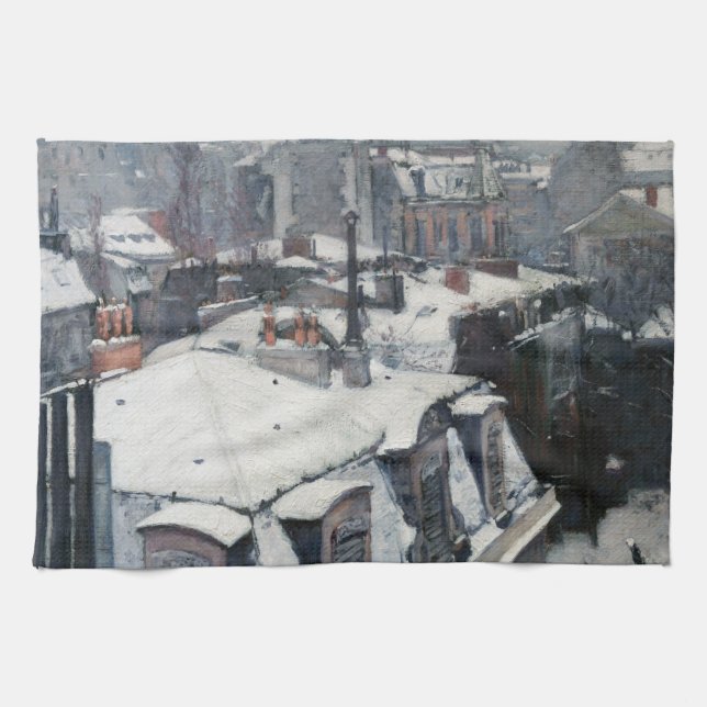 Gustave Caillebotte - Tak under snön Kökshandduk (Horisontell)