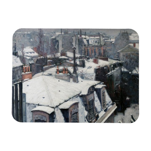 Gustave Caillebotte - Tak under snön Magnet (Horisontell)