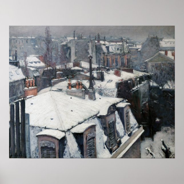 Gustave Caillebotte - Tak under snön Poster (Framsidan)