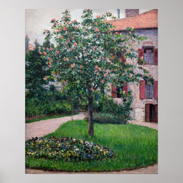 Gustave Caillebotte - Träd i Blommar Poster (Framsidan)