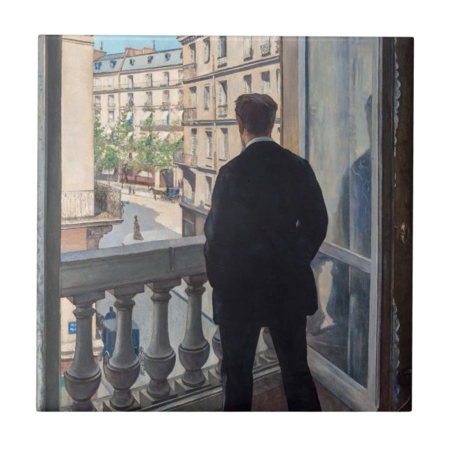 Gustave Caillebotte - Ung man vid fönstret  Kakelplatta (Framsidan)